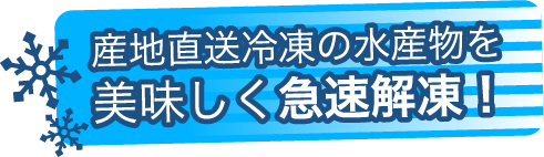 産地直送冷凍の水産物を美味しく急速解凍！